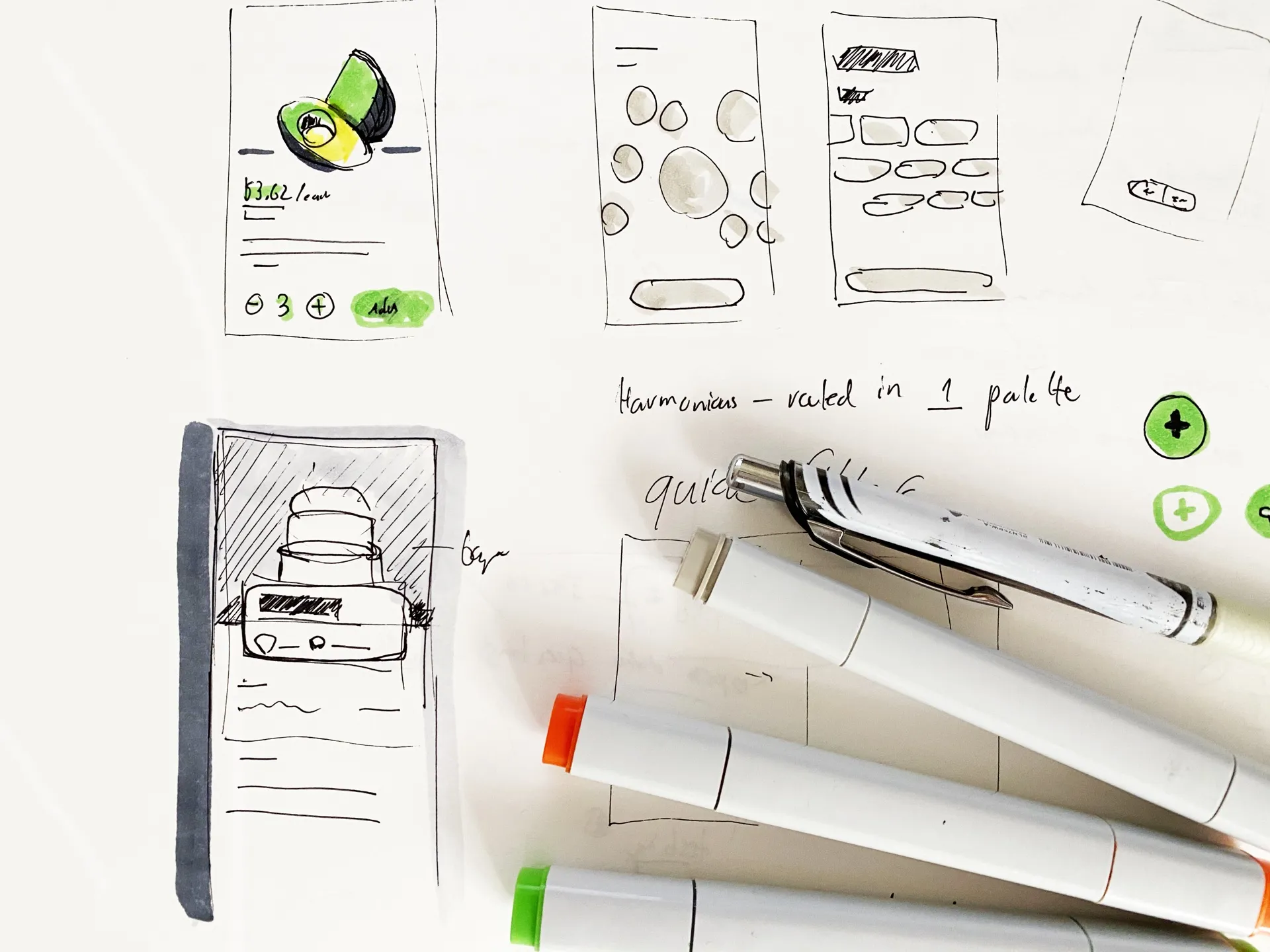 Sketching in a notepad is helpful to explore ideas visually
