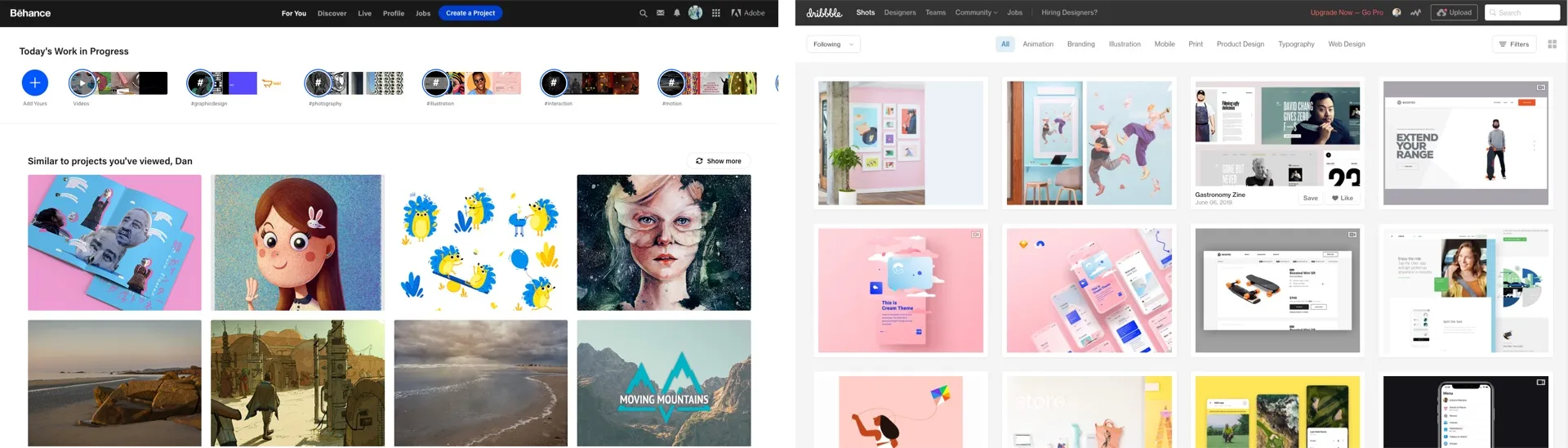 Dribbble or Behance, these days it’s getting hard to tell which one’s which…