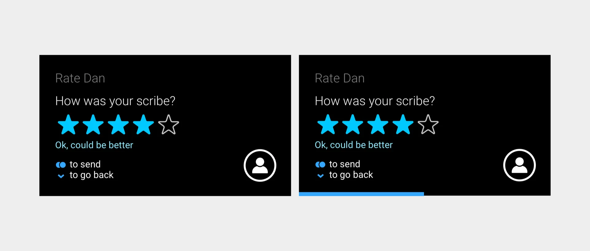 One of the prototypes relied on tapping twice to submit ratings