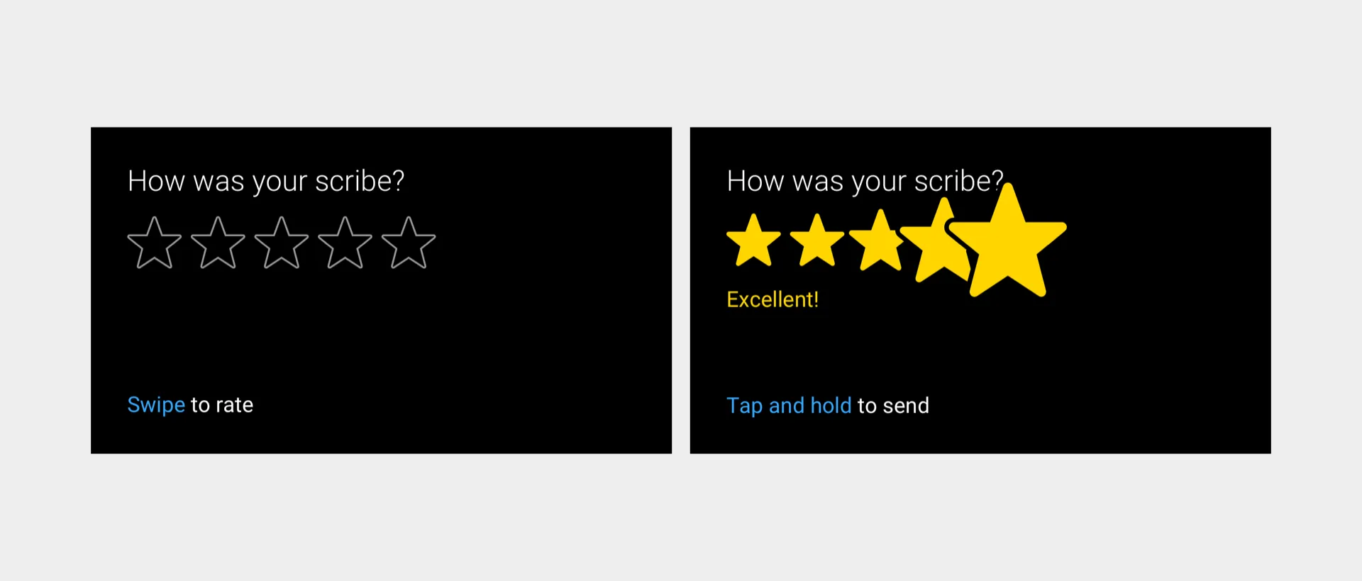 When swiping, the stars would grow in size before settling to a normal state