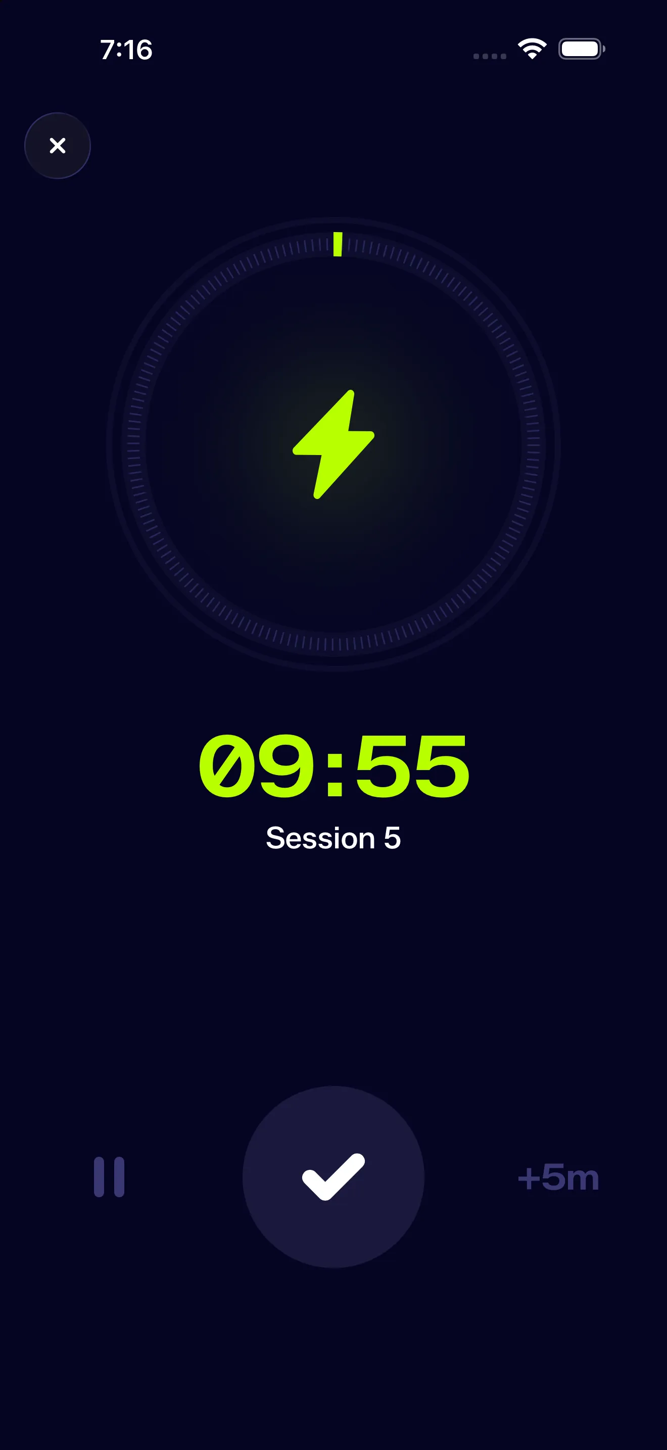 The countdown ring after—172 crisp ticks on a background-tinted groove