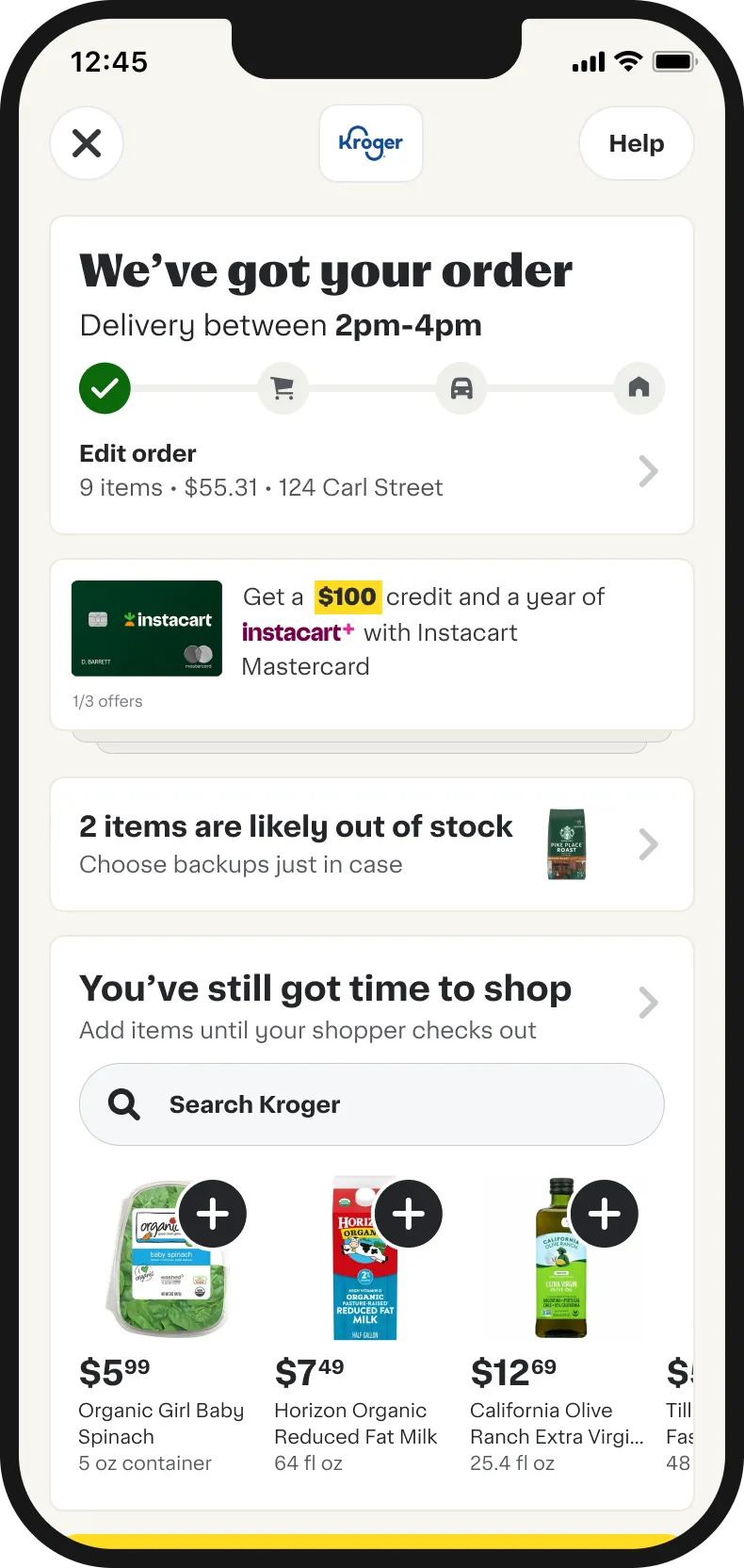 Order confirmation with a small membership offer
